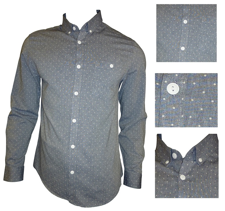 Mens Casual John Tungatt Designer Blue Polkadot Shirt Large  